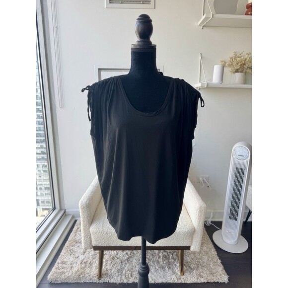 Express Black Tie Shoulder Scoop Neck Relaxed Fit Tank Size Medium NWT! - Picture 1 of 5